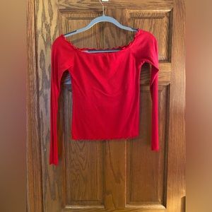 Hollister Off-Shoulder Red Long Sleeve Top
